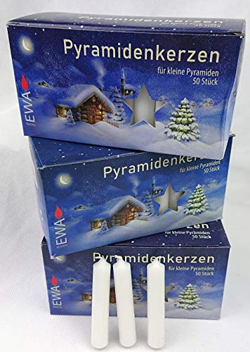 Pyramidenkerzen klein, weiß ca. 14 x 74 mm / 150 Stück Weihnachtskerzen, Adventskerzen, Christbaumkerzen, Baumkerzen, Kerzen