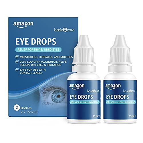 Amazon Basic Care Augentropfen mit Natriumhyaluronat 0,2%, 2 x 15 ml