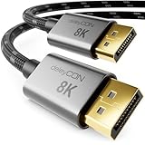 deleyCON 1m 8K DisplayPort Kabel 1.4 (8K@60Hz 4K@165Hz 2K@360Hz) HBR3 32.4Gbps UHD WQHD HDR DSC 1.2 HDCP 2.2 G-Sync & FreeSync DP 1.4 Kabel für Gaming-Monitor Grafikkarte