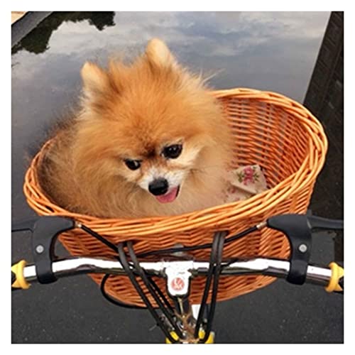 ZYHHDP Hundefahrradkorb Fahrradkörbe für Hunde Großer Mount -Fahrradkorb for Hunde, Hand Wicker Webbike Haustier Katzenhundträger Einfache Installation, Fahrradpicknicktasche (Size : 42 * 31 * 34cm)