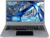 Hcjip Laptop 15,6 Zoll, 8 GB RAM 512 GB SSD Laptop, Celeron N5095 Quad-Core-Prozessor, FHD 1080P, USB 3.0, Mini HDMI, TF, Bluetooth, WLAN (Grau)