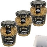Maille Dijon à l Ancienne Senf nach alter Art grober Senf 3er Pack (3x210g Glas) + usy Block