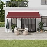 SXJEQOC Freistehende Markise 500x300 cm Weinrot mit Kurbel Sonnenschutz für Terrasse Balkon Garten Pulverbeschichtetes Aluminium UV-beständig