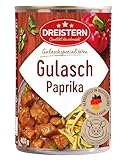 DREISTERN Gulasch vom Schwein mit Paprika 400g I in pikanter Sauce I Herzhaftes Fertiggericht in recyclebarer Konservendose I Lange Haltbarkeit dank natürlicher Konservierung I Hausmacher Qualität