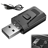USB Bluetooth Sender Audio Tv Bluetooth Adapter, 2-In-1-Bluetooth Sender Empfänger Bluetooth Adapter Bluetooth Transmitter mit Klinke 3,5, für/Tv/Pc/Auto/Lautsprecher/Kopfhörer/Heimstereo