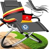 KESSER® Relaxliege Liegestuhl | Gartenliege Sonnenliege | Gartenstuhl | Klappstuhl faltbar | Schwungliege | Schaukelsessel | ergonomische Relaxsessel | wetterfest | 180 kg Belastung Anthrazit