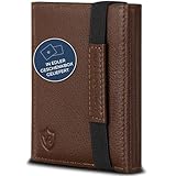 VON HEESEN Slim Wallet mit XL Münzfach & RFID-Schutz - Mini Geldbörse Herren & Damen - Kartenetui Kreditkartenetui - Portmonee Geldbeutel Portemonnaie klein Braun