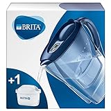 BRITA Wasserfilter Marella blau inkl. 1 MAXTRA+ Filterkartusche – BRITA Filter zur Reduzierung von Kalk, Chlor, Blei, Kupfer & geschmacksstörenden Stoffen im Wasser, 25.7 x 10.5 x 25.5 cm