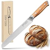 Moritz & Moritz Brotmesser 20 cm - Großes Profi Brotschneidemesser mit Wellenschliff - Scharfes Sägemesser zum Schneiden von Brot - Ergonomischer Griff aus Akazienholz - Deutscher Messerstahl