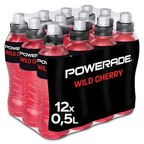 Powerade Sports Wild Cherry, Iso Drink mit Elektrolyten - als erfrischendes, kalorienarmes Sportgetränk oder als Power Drink für zwischendurch,(12 x 500 ml) EINWEG Flasche ,500 ml (12er Pack)