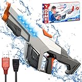 Wasserpistole Elektrisch, EIN-Knopf-Automatik Elektrische Wasserpistolen, Wasserspritzpistole, Spritzpistole Wasser Starker Strahl Große Reichweite mit Licht, Wasserspielzeug Erwachsene Kinder