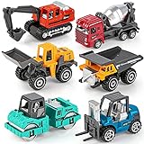 YIMORE Mini Lastwagen Autos für Jungs Bunt Baufahrzeuge Spielzeug Geschenkset für Kinder ab 3 Jahren (6 pcs)