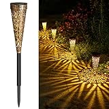 GEARLTIE Solarlampen für Außen Garten 4 Stück, 800 mAh Solarleuchten für Außen mit Warm/Weißem LED, IP65 Wetterfest Balkon Deko Garten aus Metall, Lampions Solar Outdoor Weg Terrasse