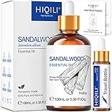 HIQILI Sandelholz Ätherisches Öl 100ml, Ätherisches Aromatherapieöl, 100% Reines Natürliches Sandelholz Öl für Diffusor, Haut, Haar, Kerzenherstellung