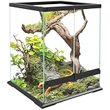 PawHut Terrarium für Reptilien Reptil Fütterungsbox mit Anti-Flucht-Design, Belüftung 120L Glasterrarium mit Kabelmanagement für Amphibien Spinne Metall Schwarz 45 x 45 x 60 cm