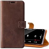 SURAZO Handyhülle für Samsung S21 Ultra – Premium Echtleder Hülle Schutzhülle mit [Standfunktion, Kartenfach, RFID Schutz] – Klapphülle Wallet case Handmade für Samsung Galaxy S21 Ultra 5G (Nussbraun)