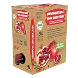 Bio Granatapfel Direktsaft 3 Liter Box - Granatapfel Muttersaft aus 100% Granatapfel, 30 Tage Vorratspackung - Veganer Granatapfel Saft, ohne zugesetzten Zucker, ohne Süßstoffe (lt. Gesetz)