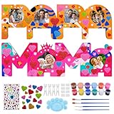 Dreamtop 2 Stück MAMA PAPA Bilderrahmen Geschenk Holzbuchstaben Vater Mutter Personalisierte Foto Geburtstag Weihnachten Geschenk für PAPA MAMA von Kindern