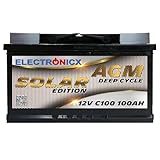 AGM Solarbatterie 12V 100Ah – Wartungsfreier Akku für Wohnwagen, Wohnmobil, Mover, Boot & Off-Grid Solarsysteme – Versorgungsbatterie Deep Cycle Solar Edition
