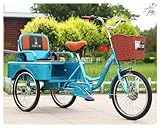 Dreirad Erwachsene Fahrrad für Transport von Passagieren und Ladung, 20-Zoll-Dreirad für Männer/Frauen/Senioren, höhenverstellbares Cruiser-Fahrrad für Radfahren/Ausflüge