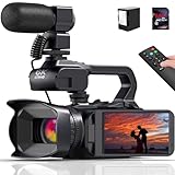 Videokamera 6K Camcorder 64MP 18X Digitalzoom Vlogging Kamera mit IR Nachtsicht für YouTube, HD Webcam Camera WiFi Videokamera mit 4500mAh Akku, SD-Karte, Stabilisator, Mikrofon und 2,4G Fernbedienung