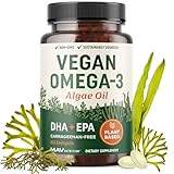 Veganes Omega 3 Algenöl | pflanzliches DHA EPA | nachhaltig angebaut, ohne Carrageen, ohne GVO | Herz-, Gehirn- und Augengesundheit | Fischöl-Alternative | Algen-Omega 3 Supplement | 60