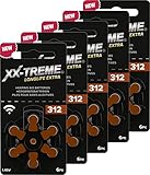 XX-Treme Longlife Extra Hörgerätebatterien Typ 312-30 Stück Hörgeräte Batterien konzipiert für höchste Leistung – Pack mit 5 Blistern à 6 Hörgerätebatterien – PR41 Farbcode braun 1,45 Volt