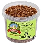 Futterhof getrocknete Mehlwürmer 3L Eimer (=500g), Premium Qualität