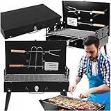 Pullmer Picknick grill, Mini grill, klein grill, Camping grill, Einweggrill, Tragbarer Holzkohlegrill, BBQ Klappgrill für Outdoor Garten Party (43x26 cm)