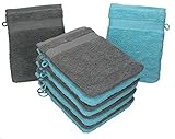 Betz 10 Stück Waschhandschuhe Premium 100% Baumwolle Waschlappen Set 16x21 cm Farbe anthrazit und türkis