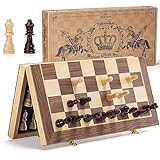 ASNEY Magnetisches Schachspiel, 38x38cm-Schachbrett-Brettspielset Aus Holzstaunton Mit Handgefertigter Schachfigur Und Aufbewahrungsfächern Für Erwachsene