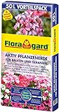 Floragard Aktiv Pflanzenerde für Balkon und Geranien 50 Liter - mit 6 Monate Langzeitdünger
