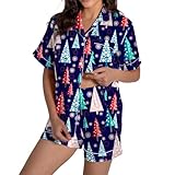 Nachtwäsche für Damen, Pyjama-Shorts-Set, Damen-Nachthemden, Damen-Pyjama-Sets in Übergröße, Loungewear-Sets, UK-Pyjama für Damen, Hauskleidung, Damen-Trainingsanzug, Baumwoll-Set, kurzärmeliger