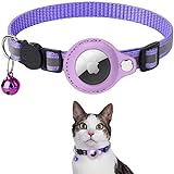 Airtag-Katzen-Halsband, kompatibel mit Apple Airtag, Sicherheitsschnalle, Anti-Drosselung (Violett)