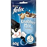 FELIX KnabberMix Milchmäulchen Katzensnack, Knusper-Leckerlie Laktosearm, 8er Pack (8 x 60g)