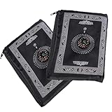 Scinzene 2 Stück Gebetsteppich Set - Tragbar und Leicht, Reisegebetsteppich mit Kompass, Elegante Seccade für Zuhause und Reisen