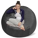 Sofa Sack XXL-Das Neue Komforterlebnis Sitzsack mit Memory Schaumstoff Füllung-Perfekt zum Relaxen im Wohnzimmer oder Schlafzimmer -Samtig weicher Velour Bezug in Stahlgrau