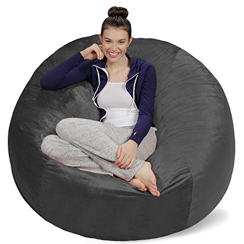 SOFA SACK XXL - Das Neue Komforterlebnis aus den USA - Sitzsack mit Memory Schaumstoff Füllung - Perfekt zum Relaxen im Wohnzimmer oder Schlafzimmer - Samtig weicher Velour Bezug in Stahlgrau