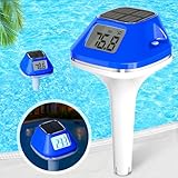 LanBlu Poolthermometer Schwimmend, Solar Pool Thermometer Digital, Thermometer Pool Schwimmend Display mit Hintergrundbeleuchtung zum Einfachen Ablesen bei Nacht, Digitales Thermometers für Spa Pool