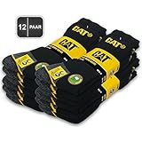 Caterpillar 12 Paar CAT REAL WORK SOCKS Damen Herren Arbeitssocken Business Socken Strümpfe Größenauswahl 35-50 (43-46, 12 Paar Schwarz)