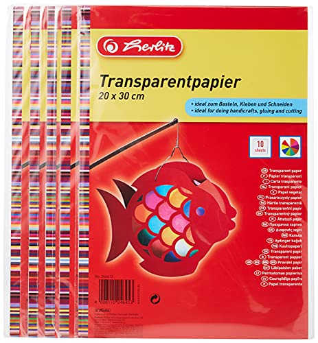 Herlitz 246413 Transparentpapier, 20 x 30 cm, 10 Blatt, 5-er Pack