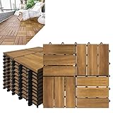 Froadp Holzfliesen aus Akazien Holz 30x30 cm Terrassenfliesen Bodenbelag Holzboden Klicksystem 5 m² Holzfliesen Balkonfliesen Klickfliesen für Terrasse Balkon Garten Patio, 55 Stück (Type B)