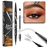 Augenbrauenstift, Augenbrauenstift Wasserfest, 2-in-1 Dual-Ended Microblading Augenbrauenstift, Wischfest Eyebrow Pencil Kann Leicht Natürliche Augenbrauenfarbe