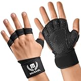 Mava Sports Belüftete Handschuhe für Männer und Frauen | mit integrierten Handgelenksmanschetten und vollflächiger Silikonpolsterung | Perfekt für Gewichtheben, Cross-Training, WOD (Schwarz, M)