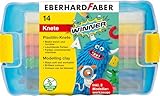 Eberhard Faber 572010 - Plastilin Knete Winner, 14er Kunststoffbox mit 7 leuchtenden Farben und 2 Modellierwerkzeugen