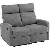HOMCOM 2-Sitzer Relaxsessel Fernsehsessel Liegesessel mit Liegefunktion Sessel mit individuell Verstellbarer Rückenlehne, TV Sessel mit Chenille-Optik für Schlafzimmer Wohnzimmer, Grau