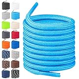 TULMERO Schnürsenkel Wanderschuhe 2 Paare hell Blau 120cm Rund - Reißfeste Schuhbänder - Strapazierfähiges Polyester Shoe laces - Ø4mm