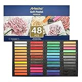 Artecho Pastellkreide 48er Premium Set, 46 Farben Darunter 4 Fluoreszierende Farben, Extra Schwarz & Weiß, Ideal für Künstler, Hobbymaler, Schule, Kunstunterricht.