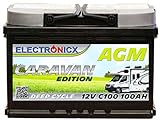 Electronicx Caravan Edition Batterie AGM 100AH 12V Wohnmobil Boot Versorgung Solarbatterie Versorgungsbatterie 100ah