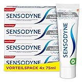 Sensodyne MultiCare Sanftweiß Zahnpasta, 4x75ml, tägliche Zahncreme mit Fluorid, für schmerzempfindliche Zähne